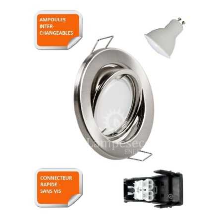 Éclairez votre intérieur avec style: Lot de 25 spots LED encastrables orientables en alu brossé avec ampoule GU10 230V eq. 50W,