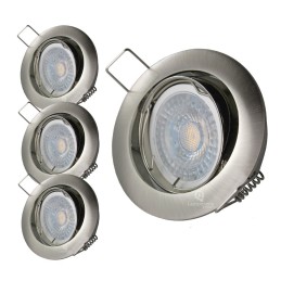LOT DE 3 SPOT LED RONDE ALU BROSSE 230V COB LED 5W RENDU 50W BLANC FROID