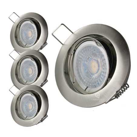 LOT DE 3 SPOT LED RONDE ALU BROSSE 230V COB LED 5W RENDU 50W BLANC FROID