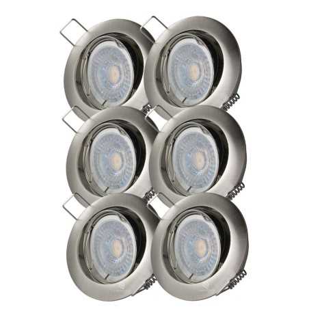 LOT DE 6 SPOT LED RONDE ALU BROSSE 230V COB LED 5W RENDU 50W BLANC FROID