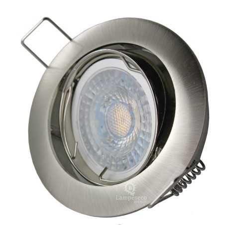 LOT DE 40 SPOT LED RONDE ALU BROSSE 230V COB LED 5W RENDU 50W BLANC FROID