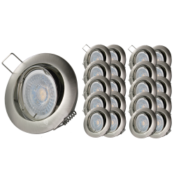 LOT DE 25 SPOT LED RONDE ALU BROSSE 230V COB LED 5W RENDU 50W BLANC FROID
