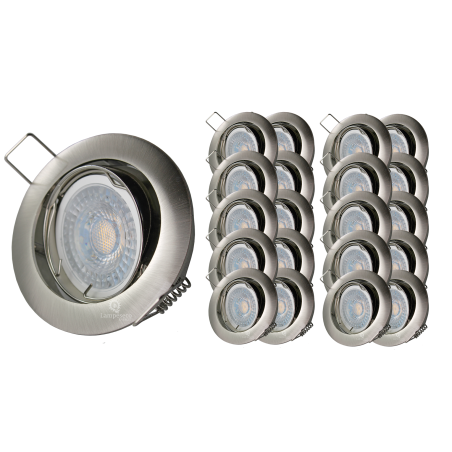LOT DE 25 SPOT LED RONDE ALU BROSSE 230V COB LED 5W RENDU 50W BLANC FROID
