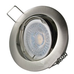LOT DE 25 SPOT LED RONDE ALU BROSSE 230V COB LED 5W RENDU 50W BLANC FROID