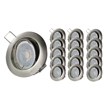 LOT DE 15 SPOT LED RONDE ALU BROSSE 230V COB LED 5W RENDU 50W BLANC FROID