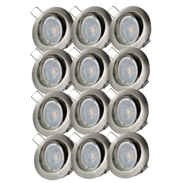 LOT DE 12 SPOT LED RONDE ALU BROSSE 230V COB LED 5W RENDU 50W BLANC FROID