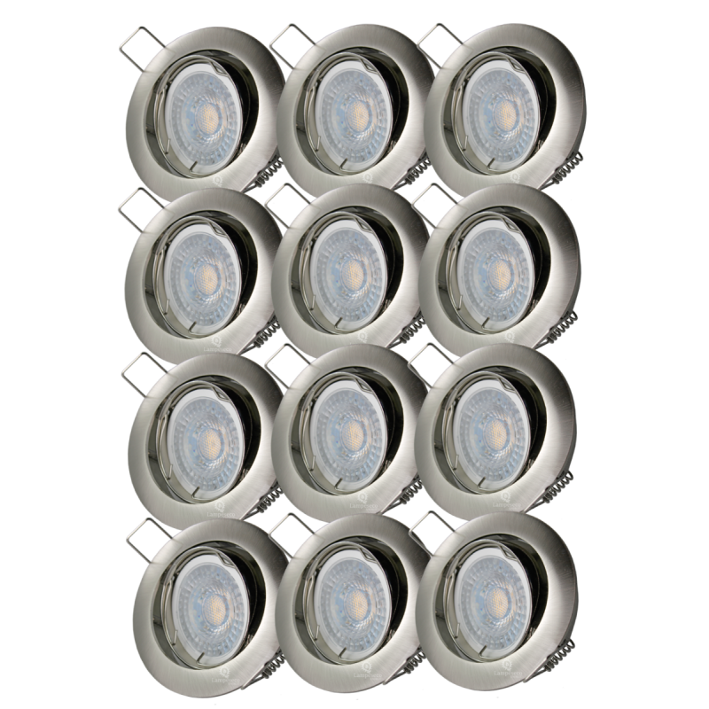 LOT DE 12 SPOT LED RONDE ALU BROSSE 230V COB LED 5W RENDU 50W BLANC FROID LOT DE 12 SPOT LED RONDE ALU BROSSE 230V COB LED 5W RENDU 50W BLANC FROID