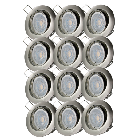 LOT DE 12 SPOT LED RONDE ALU BROSSE 230V COB LED 5W RENDU 50W BLANC FROID