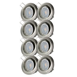 LOT DE 8 SPOT LED RONDE ALU BROSSE 230V COB LED 5W RENDU 50W BLANC FROID