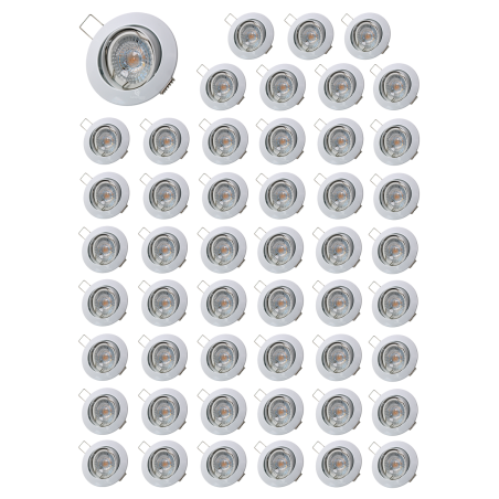 LOT DE 50 SPOT FIXE LED RONDE 230V ALU BROSSE COB LED 5W RENDU 50W BLANK FROID