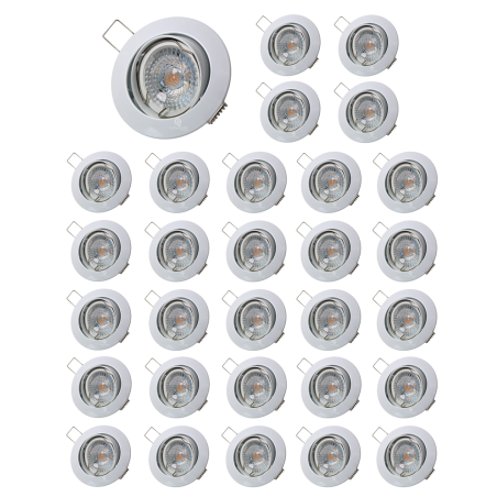 Lot de 30 Spot led 7w ronde blanc orientable blanc neutre 38° angle