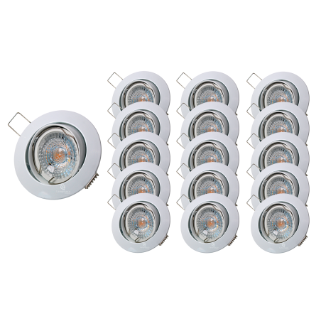Lot de 15 Spot led 7w ronde blanc orientable blanc neutre 38° angle