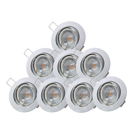 Lot de 8 Spot led 7w ronde blanc orientable blanc neutre 38° angle