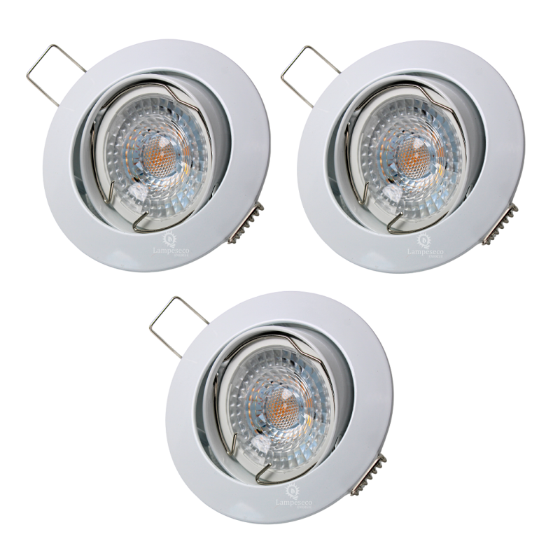 Lot de 3 Spot led 7w ronde blanc orientable blanc neutre 38° angle Lot de 3 Spot led 7w ronde blanc orientable blanc neutre 38° angle