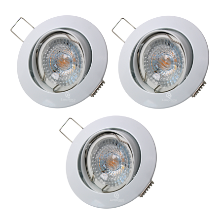 Lot de 3 Spot led 7w ronde blanc orientable blanc neutre 38° angle