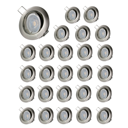LOT DE 25 SPOT LED RONDE ALU BROSSE 230V COB LED 5W RENDU 50W BLANC CHAUD