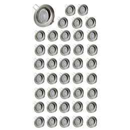 LOT DE 40 SPOT LED RONDE ALU BROSSE 230V COB LED 5W RENDU 50W BLANC CHAUD