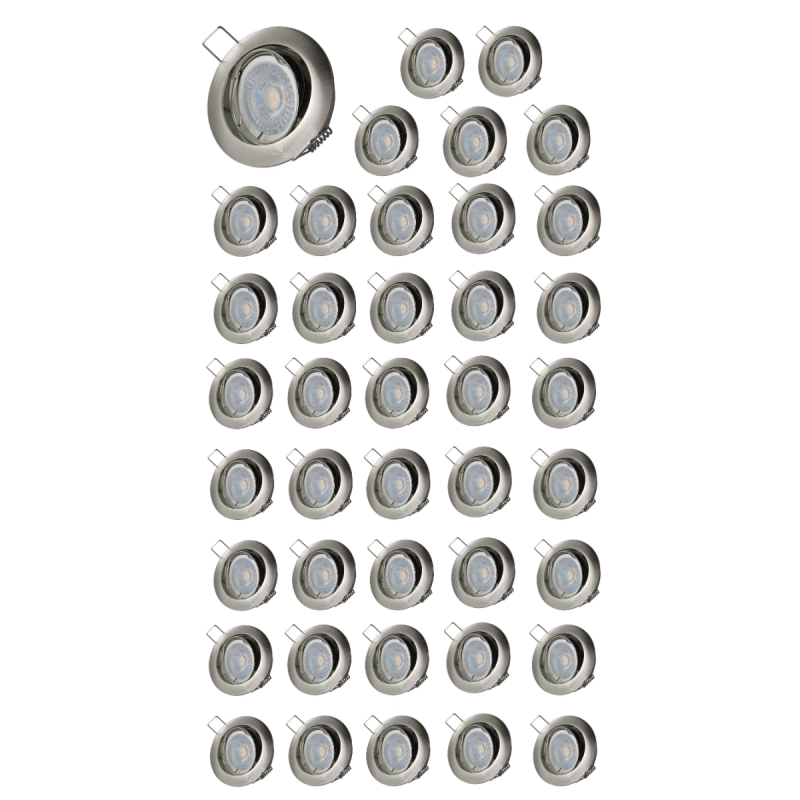 LOT DE 40 SPOT LED RONDE ALU BROSSE 230V COB LED 5W RENDU 50W BLANC CHAUD LOT DE 40 SPOT LED RONDE ALU BROSSE 230V COB LED 5W RENDU 50W BLANC CHAUD