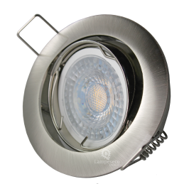 LOT DE 30 SPOT LED RONDE ALU BROSSE 230V COB LED 5W RENDU 50W BLANC CHAUD