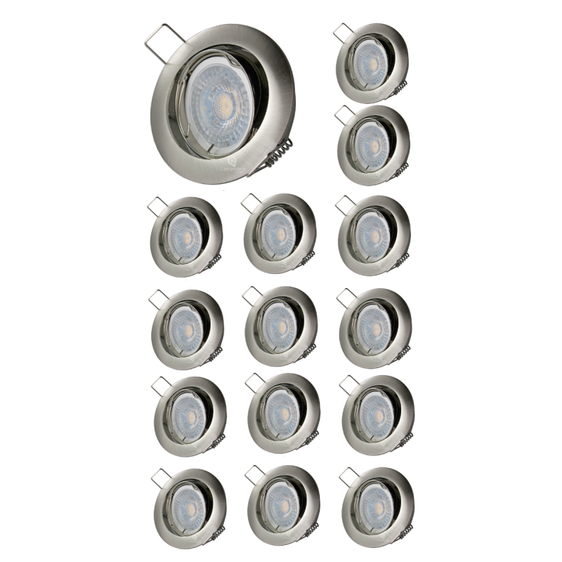 LOT DE 15 SPOT LED RONDE ALU BROSSE 230V COB LED 5W RENDU 50W BLANC CHAUD LOT DE 15 SPOT LED RONDE ALU BROSSE 230V COB LED 5W RENDU 50W BLANC CHAUD