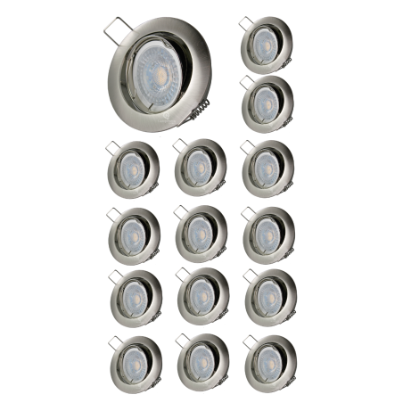 LOT DE 15 SPOT LED RONDE ALU BROSSE 230V COB LED 5W RENDU 50W BLANC CHAUD
