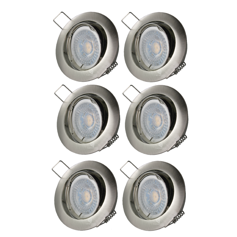 LOT DE 6 SPOT LED RONDE ALU BROSSE 230V COB LED 5W RENDU 50W BLANC CHAUD LOT DE 6 SPOT LED RONDE ALU BROSSE 230V COB LED 5W RENDU 50W BLANC CHAUD