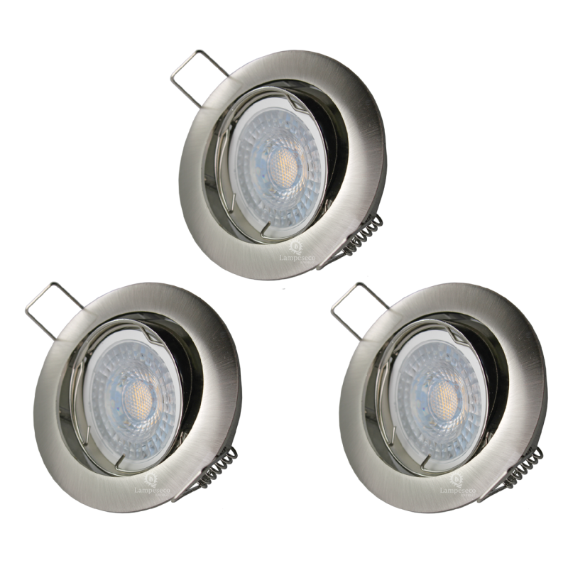 LOT DE 3 SPOT LED RONDE ALU BROSSE 230V COB LED 5W RENDU 50W BLANC CHAUD LOT DE 3 SPOT LED RONDE ALU BROSSE 230V COB LED 5W RENDU 50W BLANC CHAUD