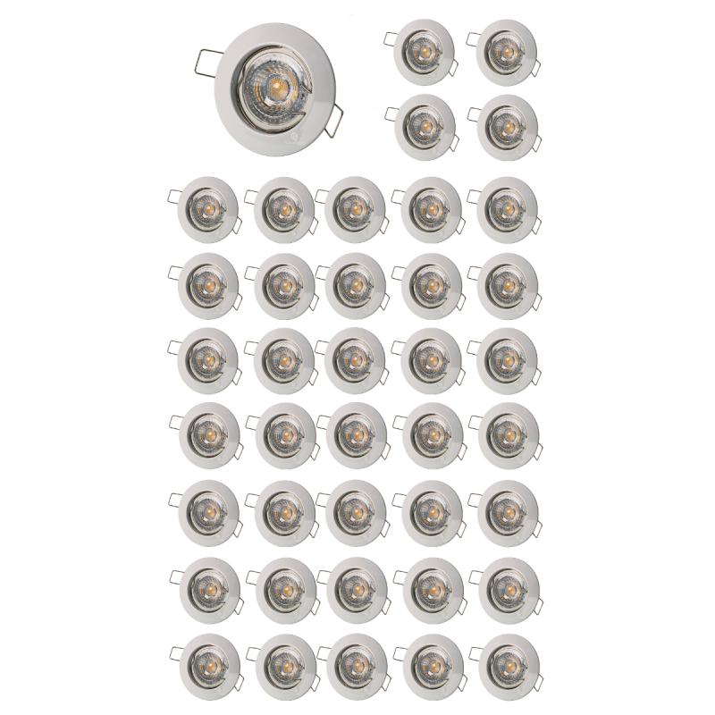 LOT DE 40 SPOT ENCASTRABLE FIXE LED GU10 230V BLANC AVEC COB LED 5W RENDU ENVIRON 50W HALOGENE LOT DE 40 SPOT ENCASTRABLE FIXE LED GU10 230V BLANC AVEC COB LED 5W RENDU ENVIRON 50W HALOGENE