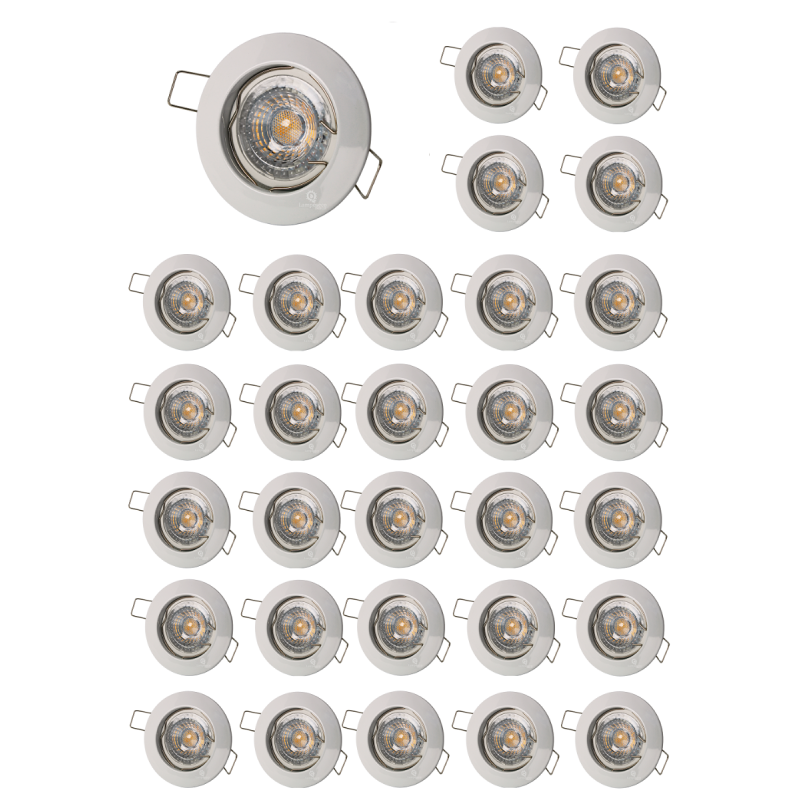 LOT DE 30 SPOT ENCASTRABLE FIXE LED GU10 230V BLANC AVEC COB LED 5W RENDU ENVIRON 50W HALOGENE LOT DE 30 SPOT ENCASTRABLE FIXE LED GU10 230V BLANC AVEC COB LED 5W RENDU ENVIRON 50W HALOGENE