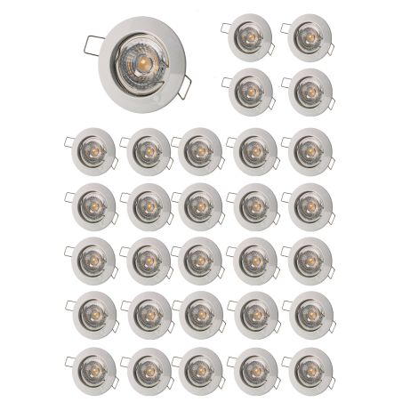 LOT DE 30 SPOT ENCASTRABLE FIXE LED GU10 230V BLANC AVEC COB LED 5W RENDU ENVIRON 50W HALOGENE