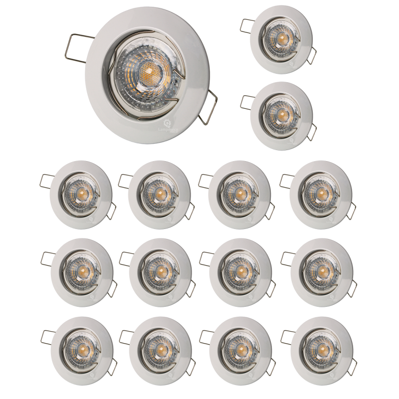 LOT DE 15 SPOT ENCASTRABLE FIXE LED GU10 230V BLANC AVEC COB LED 5W RENDU ENVIRON 50W HALOGENE LOT DE 15 SPOT ENCASTRABLE FIXE LED GU10 230V BLANC AVEC COB LED 5W RENDU ENVIRON 50W HALOGENE