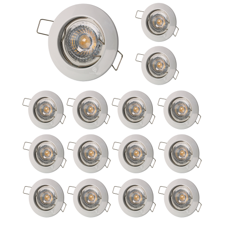 LOT DE 15 SPOT ENCASTRABLE FIXE LED GU10 230V BLANC AVEC COB LED 5W RENDU ENVIRON 50W HALOGENE