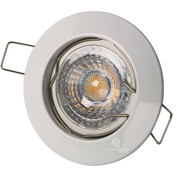 LOT DE 50 SPOT ENCASTRABLE FIXE LED GU10 230V BLANC AVEC COB LED 5W RENDU ENVIRON 50W HALOGENE