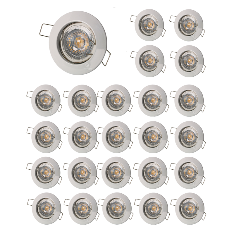 LOT DE 25 SPOT ENCASTRABLE FIXE LED GU10 230V BLANC AVEC COB LED 5W RENDU ENVIRON 50W HALOGENE LOT DE 25 SPOT ENCASTRABLE FIXE LED GU10 230V BLANC AVEC COB LED 5W RENDU ENVIRON 50W HALOGENE
