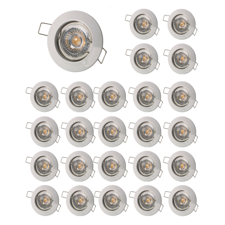 LOT DE 25 SPOT ENCASTRABLE FIXE LED GU10 230V BLANC AVEC COB LED 5W RENDU ENVIRON 50W HALOGENE