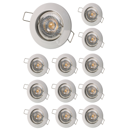 LOT DE 12 SPOT ENCASTRABLE FIXE LED GU10 230V BLANC AVEC COB LED 5W RENDU ENVIRON 50W HALOGENE