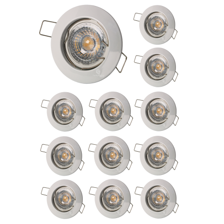 LOT DE 12 SPOT ENCASTRABLE FIXE LED GU10 230V BLANC AVEC COB LED 5W RENDU ENVIRON 50W HALOGENE