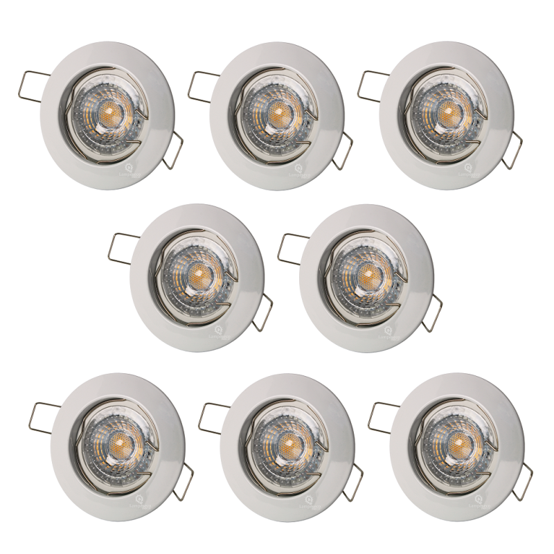 LOT DE 8 SPOT ENCASTRABLE FIXE LED GU10 230V BLANC AVEC COB LED 5W RENDU ENVIRON 50W HALOGENE LOT DE 8 SPOT ENCASTRABLE FIXE LED GU10 230V BLANC AVEC COB LED 5W RENDU ENVIRON 50W HALOGENE