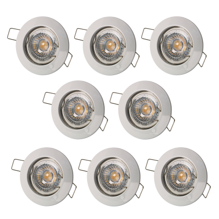 LOT DE 8 SPOT ENCASTRABLE FIXE LED GU10 230V BLANC AVEC COB LED 5W RENDU ENVIRON 50W HALOGENE
