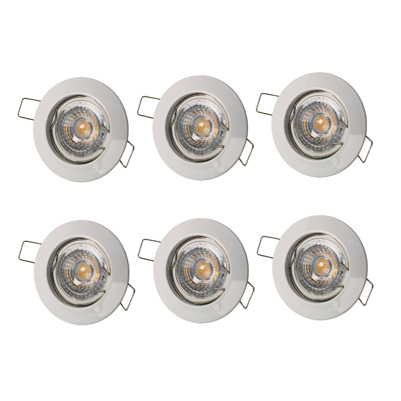 LOT DE 6 SPOT ENCASTRABLE FIXE LED GU10 230V BLANC AVEC COB LED 5W RENDU ENVIRON 50W HALOGENE LOT DE 6 SPOT ENCASTRABLE FIXE LED GU10 230V BLANC AVEC COB LED 5W RENDU ENVIRON 50W HALOGENE
