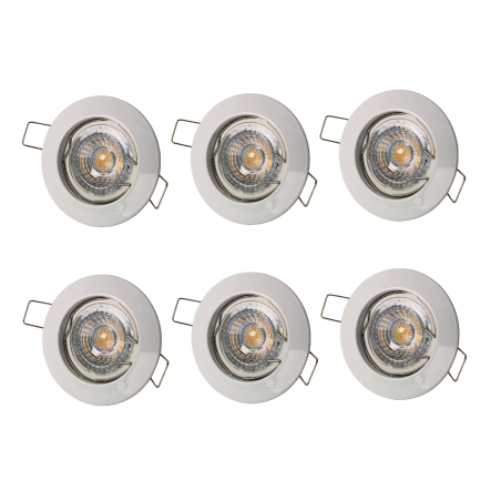 LOT DE 6 SPOT ENCASTRABLE FIXE LED GU10 230V BLANC AVEC COB LED 5W RENDU ENVIRON 50W HALOGENE