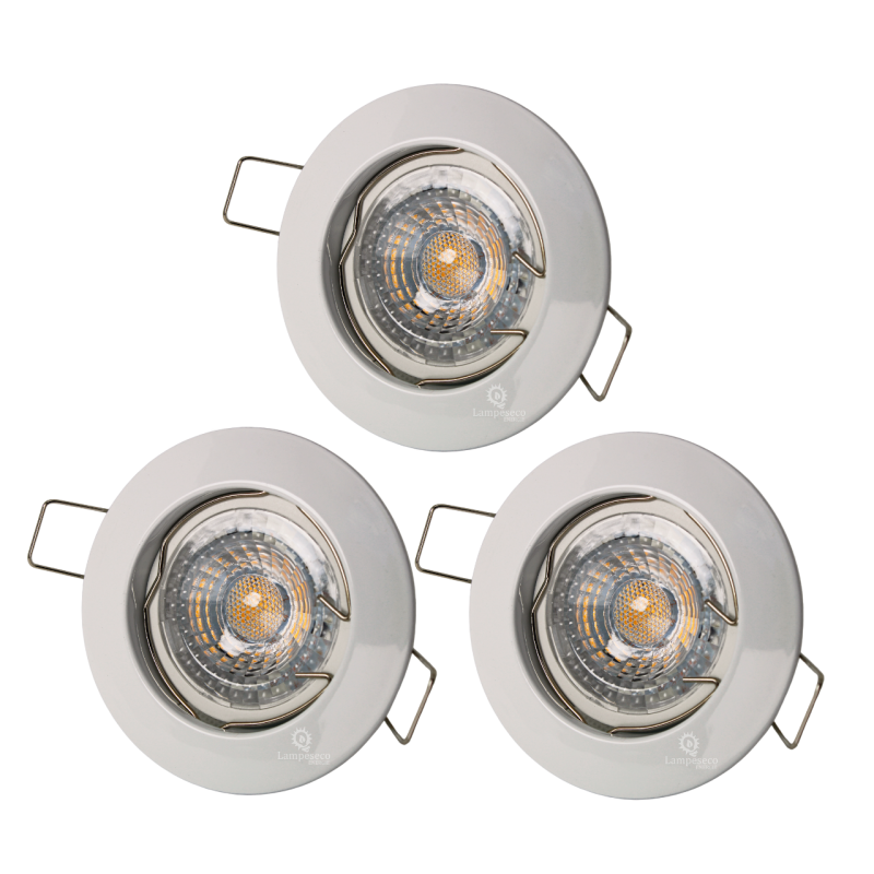 LOT DE 3 SPOT ENCASTRABLE FIXE LED GU10 230V BLANC AVEC COB LED 5W RENDU ENVIRON 50W HALOGENE LOT DE 3 SPOT ENCASTRABLE FIXE LED GU10 230V BLANC AVEC COB LED 5W RENDU ENVIRON 50W HALOGENE
