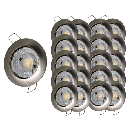 LOT DE 50 SPOT LED FIXE COMPLETE ALU BROSSE AVEC COB LED 5W BLANC FROID
