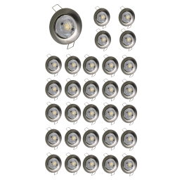 LOT DE 30 SPOT LED FIXE COMPLETE ALU BROSSE AVEC COB LED 5W BLANC FROID