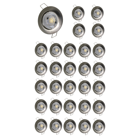 LOT DE 30 SPOT LED FIXE COMPLETE ALU BROSSE AVEC COB LED 5W BLANC FROID