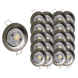 LOT DE 25 SPOT LED FIXE COMPLETE ALU BROSSE AVEC COB LED 5W BLANC FROID