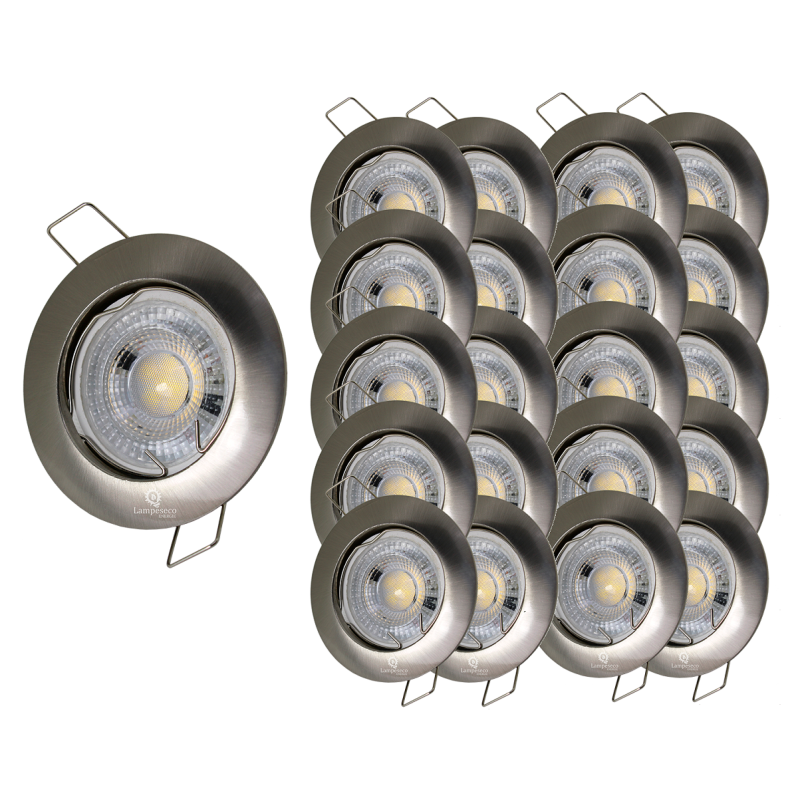 LOT DE 25 SPOT LED FIXE COMPLETE ALU BROSSE AVEC COB LED 5W BLANC FROID LOT DE 25 SPOT LED FIXE COMPLETE ALU BROSSE AVEC COB LED 5W BLANC FROID
