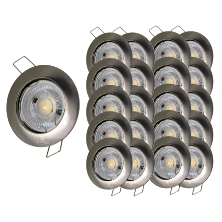 LOT DE 25 SPOT LED FIXE COMPLETE ALU BROSSE AVEC COB LED 5W BLANC FROID