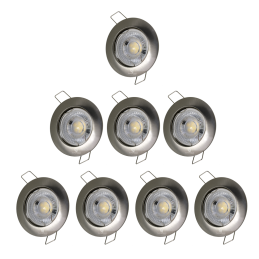 LOT DE 8 SPOT LED FIXE COMPLETE ALU BROSSE AVEC COB LED 5W BLANC FROID