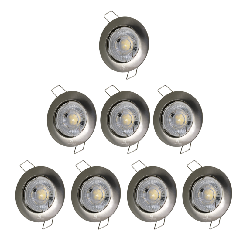 LOT DE 8 SPOT LED FIXE COMPLETE ALU BROSSE AVEC COB LED 5W BLANC FROID LOT DE 8 SPOT LED FIXE COMPLETE ALU BROSSE AVEC COB LED 5W BLANC FROID